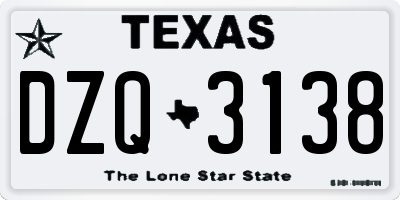TX license plate DZQ3138