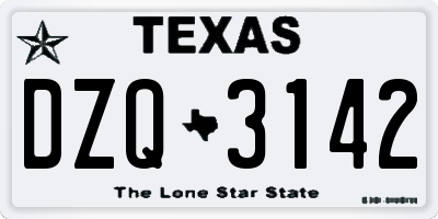 TX license plate DZQ3142