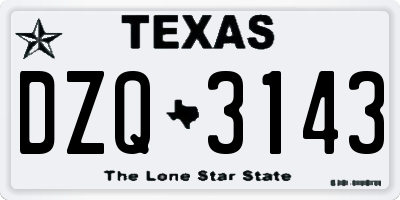 TX license plate DZQ3143