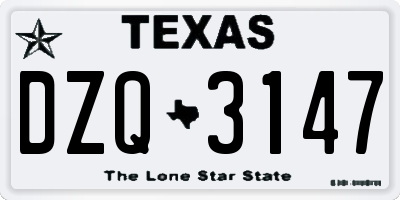 TX license plate DZQ3147