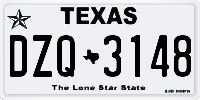 TX license plate DZQ3148