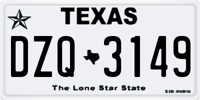 TX license plate DZQ3149
