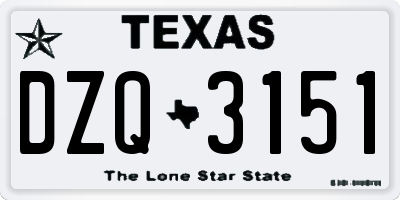 TX license plate DZQ3151