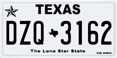 TX license plate DZQ3162