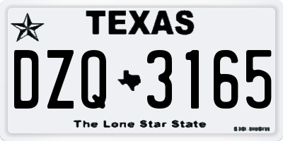 TX license plate DZQ3165