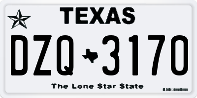 TX license plate DZQ3170