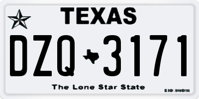 TX license plate DZQ3171