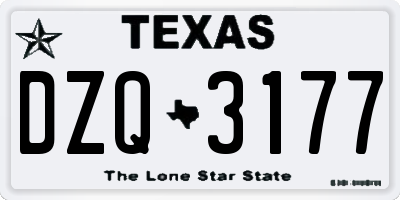 TX license plate DZQ3177