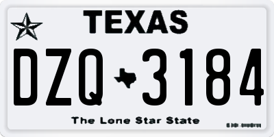 TX license plate DZQ3184
