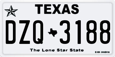 TX license plate DZQ3188