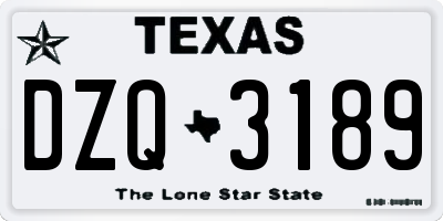 TX license plate DZQ3189
