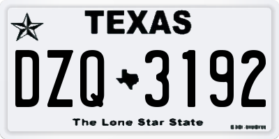 TX license plate DZQ3192