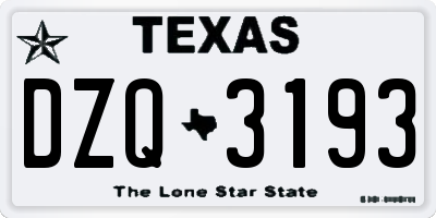 TX license plate DZQ3193