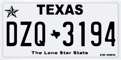 TX license plate DZQ3194