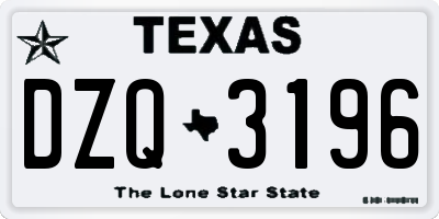 TX license plate DZQ3196