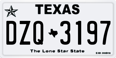 TX license plate DZQ3197