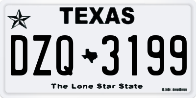TX license plate DZQ3199