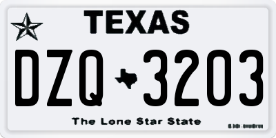 TX license plate DZQ3203
