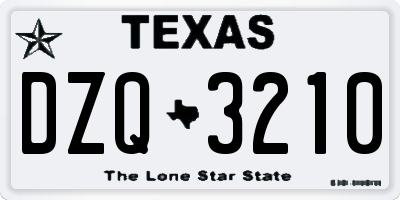 TX license plate DZQ3210