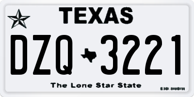TX license plate DZQ3221