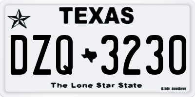 TX license plate DZQ3230