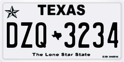 TX license plate DZQ3234