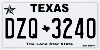 TX license plate DZQ3240