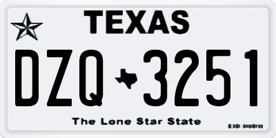 TX license plate DZQ3251