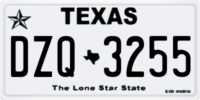 TX license plate DZQ3255
