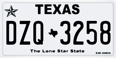 TX license plate DZQ3258