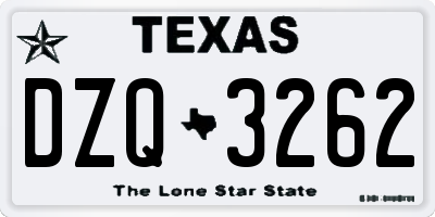 TX license plate DZQ3262