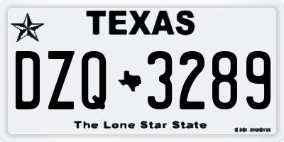 TX license plate DZQ3289