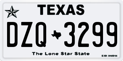 TX license plate DZQ3299