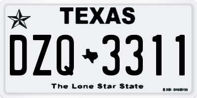 TX license plate DZQ3311