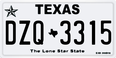 TX license plate DZQ3315