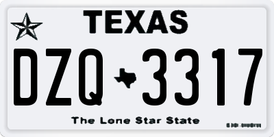 TX license plate DZQ3317