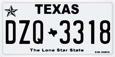 TX license plate DZQ3318