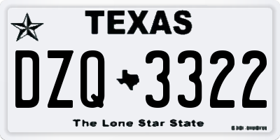 TX license plate DZQ3322