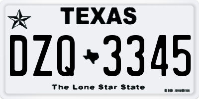 TX license plate DZQ3345