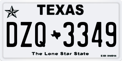 TX license plate DZQ3349