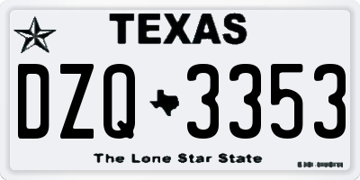 TX license plate DZQ3353