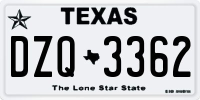 TX license plate DZQ3362