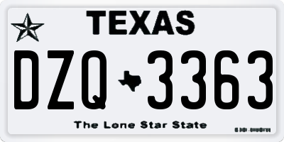 TX license plate DZQ3363