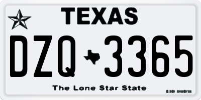 TX license plate DZQ3365