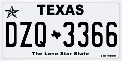 TX license plate DZQ3366