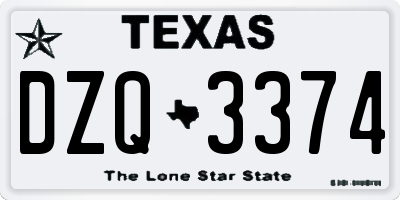 TX license plate DZQ3374