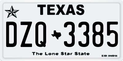 TX license plate DZQ3385