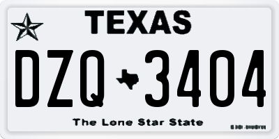 TX license plate DZQ3404