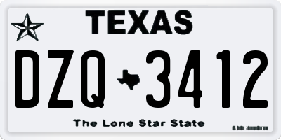 TX license plate DZQ3412
