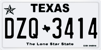 TX license plate DZQ3414